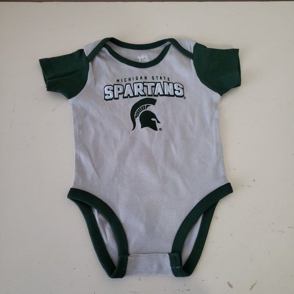 Michigan State Spartans One Piece Creeper Baby Infant 12 Months Set Green NWT - Picture 5 of 14